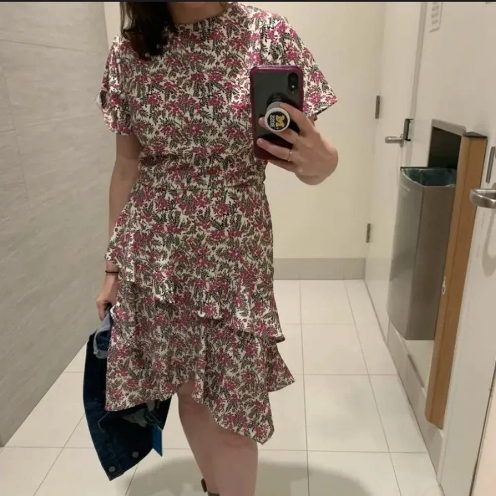 StyleStalker White Floral Mini Dress SMALL Ruffle Cottage Party Designer $200